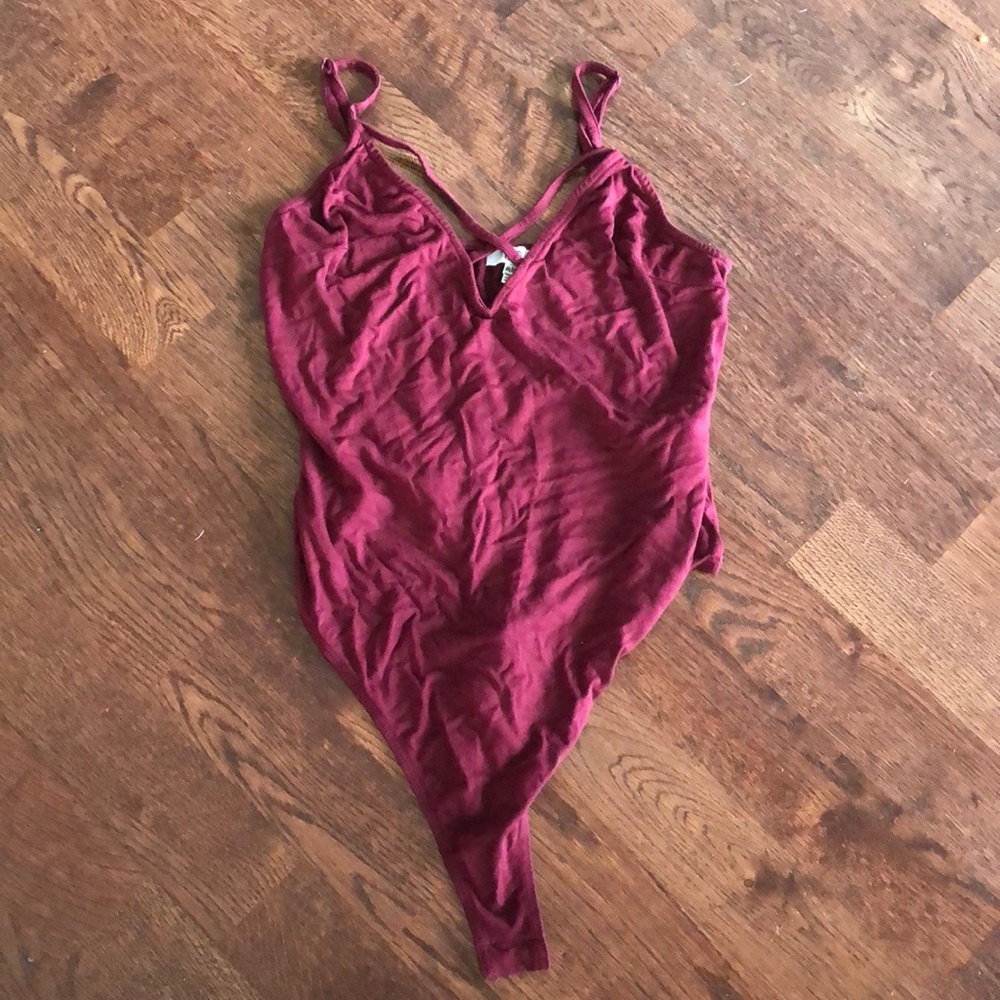 Tobi Bodysuit, Maroon, Size Medium